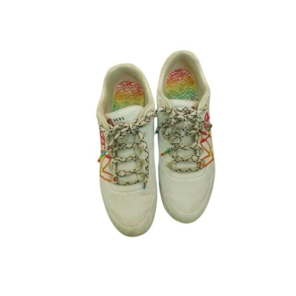 Skechers Size 11 Rainbow Heart Lace Up Athletic sporty Shoes - Picture 2 of 4